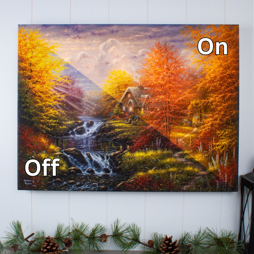 Secluded Cottage 18x24 Fully Illuminated LED Wall Art, handcrafted Christmas gift, Grande Place, Lancaster County PA
