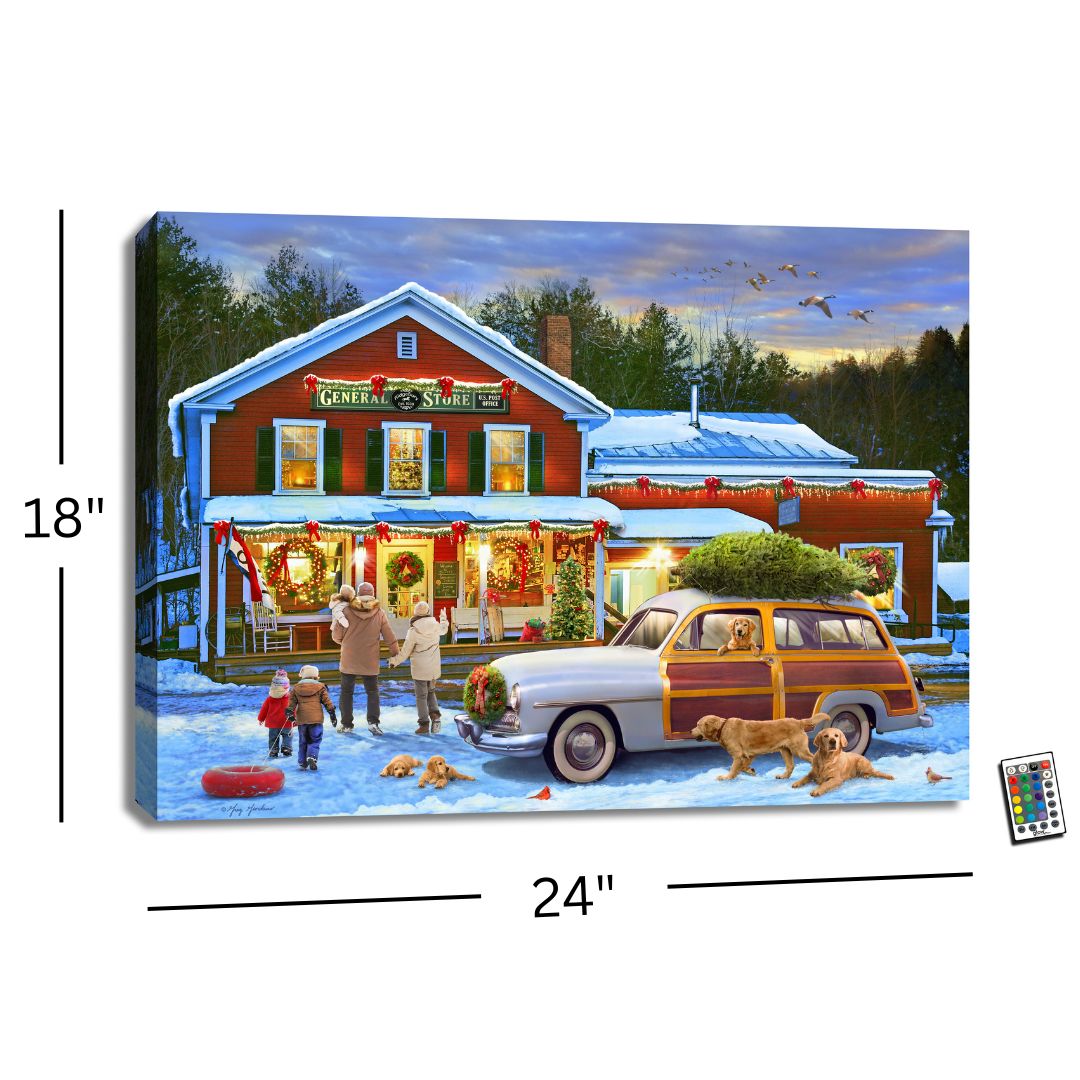 Christmas General Store 18x24 Fully Illuminated LED Wall Art