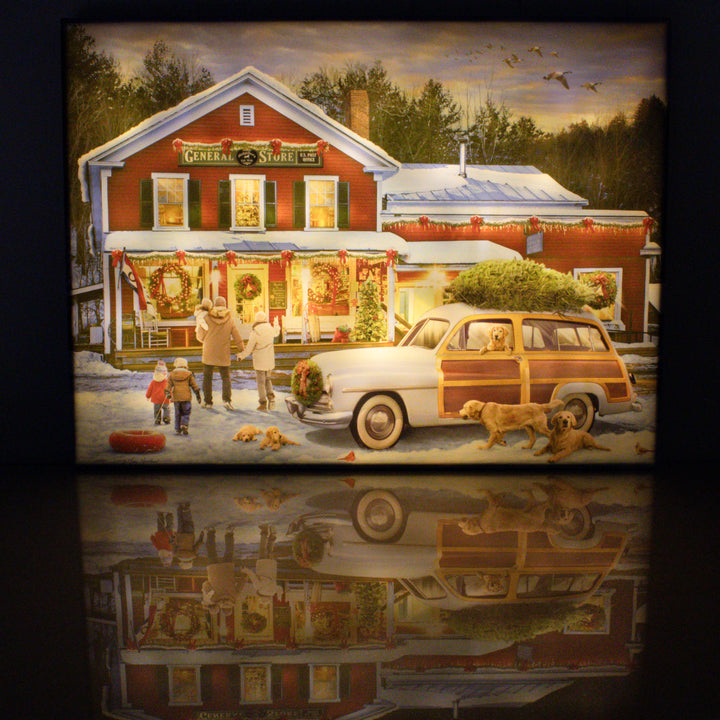 Christmas General Store 18x24 Fully Illuminated LED Wall Art