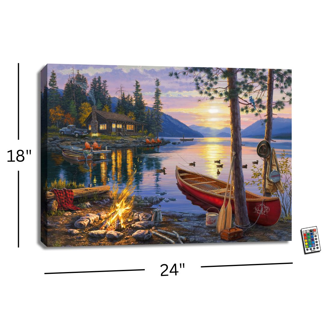 Mountain Retreat 18x24 Fully Illuminated LED Wall Art