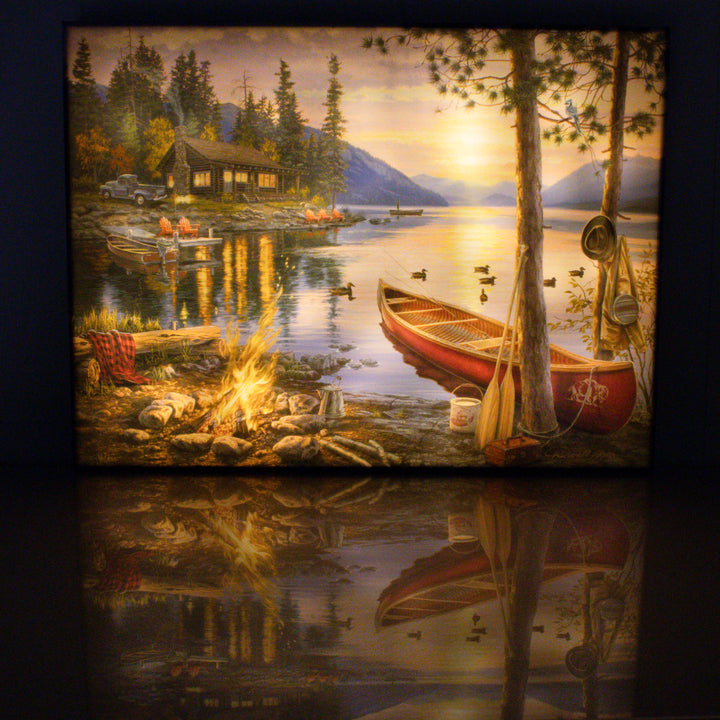 Mountain Retreat 18x24 Fully Illuminated LED Wall Art