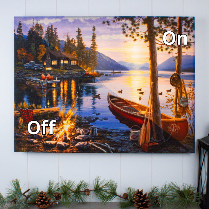 Mountain Retreat 18x24 Fully Illuminated LED Wall Art, handcrafted Christmas gift, Grande Place, Lancaster County PA