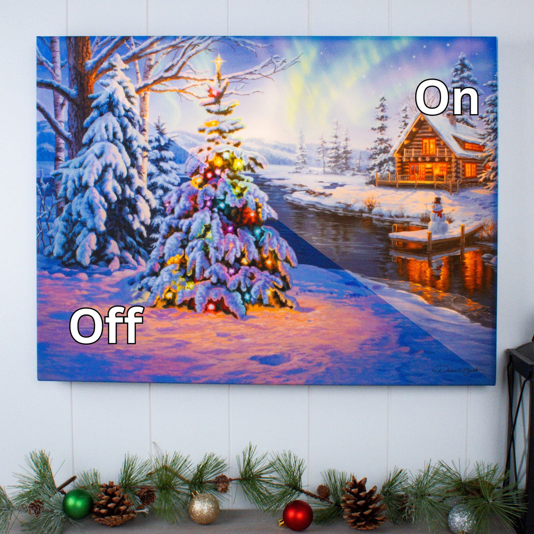 Woodland Christmas 18x24 Fully Illuminated LED Wall Art, handcrafted Christmas gift, Grande Place, Lancaster County PA