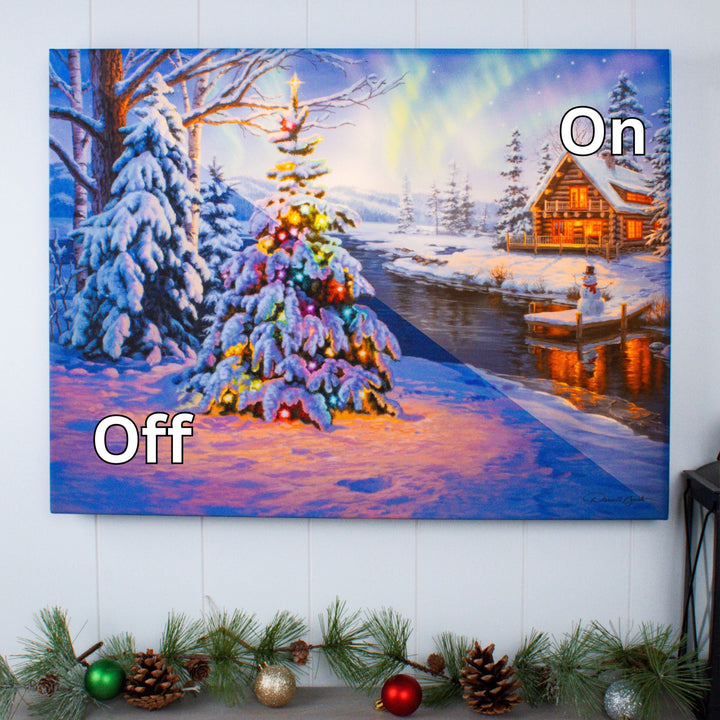 Woodland Christmas 18x24 Fully Illuminated LED Wall Art, handcrafted Christmas gift, Grande Place, Lancaster County PA