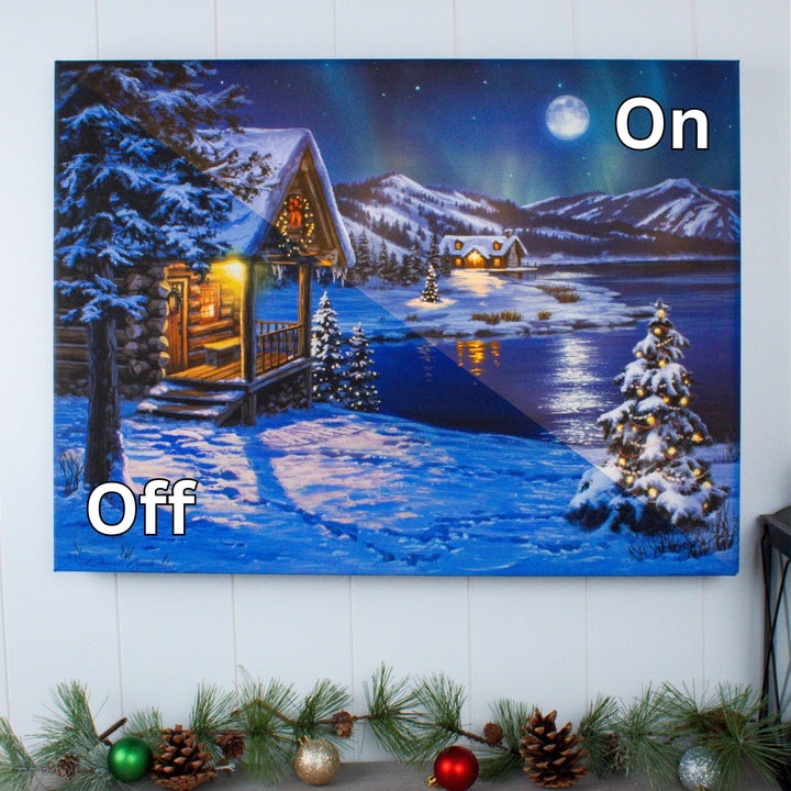 Moonrise 18x24 Fully Illuminated LED Wall Art, handcrafted Christmas gift, Grande Place, Lancaster County PA