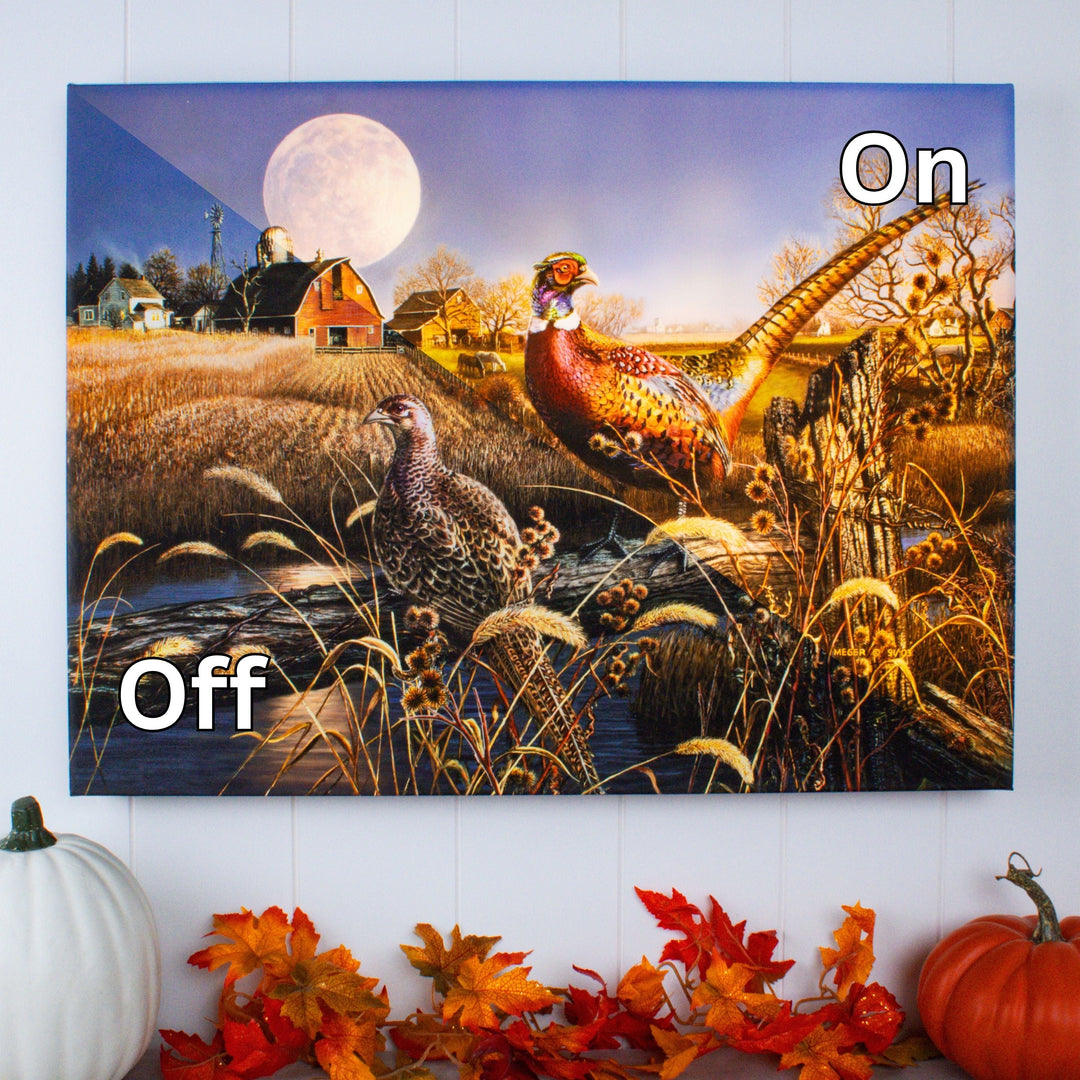 Harvest Moon 18x24 Fully Illuminated LED Wall Art, handcrafted Christmas gift, Grande Place, Lancaster County PA