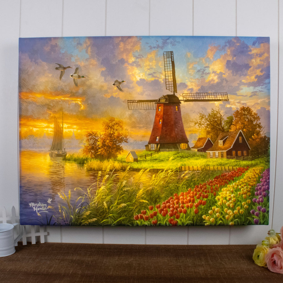 Tulip Farm 18x24 Fully Illuminated LED Wall Art, handcrafted Christmas gift, Grande Place, Lancaster County PA