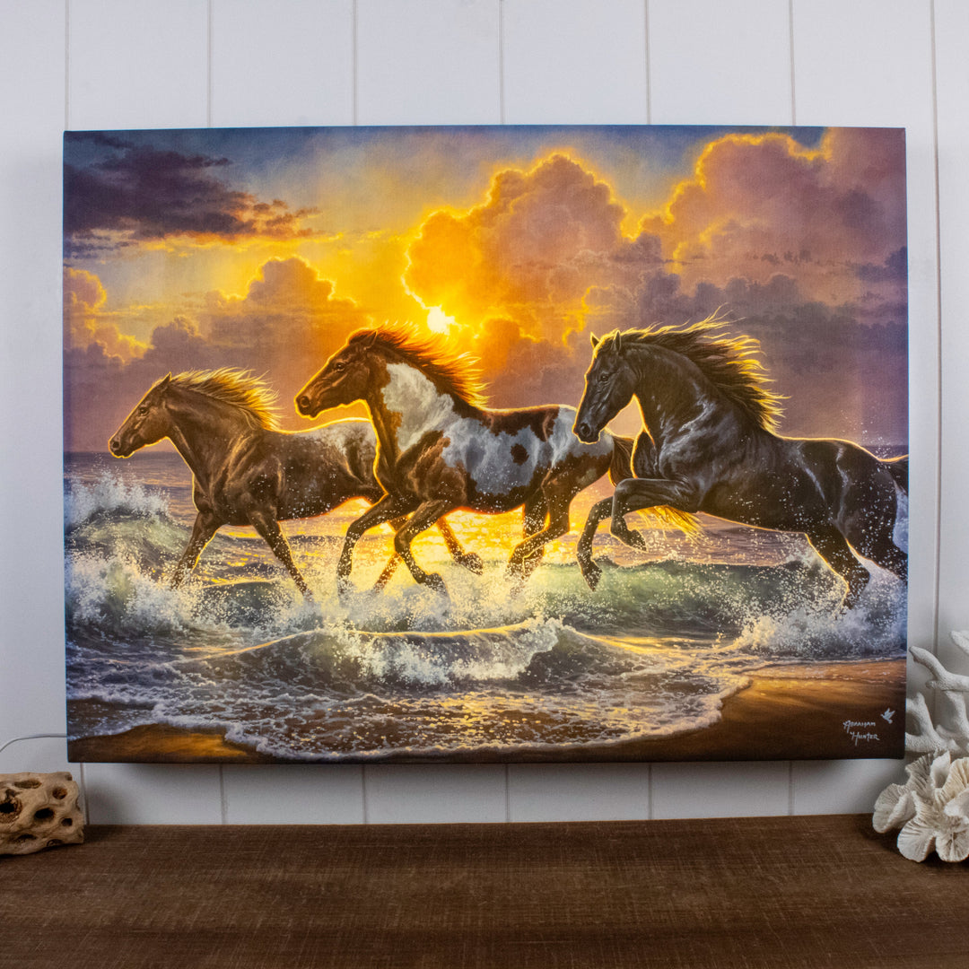 Against the Wind 18x24 Fully Illuminated LED Wall Art, handcrafted Christmas gift, Grande Place, Lancaster County PA