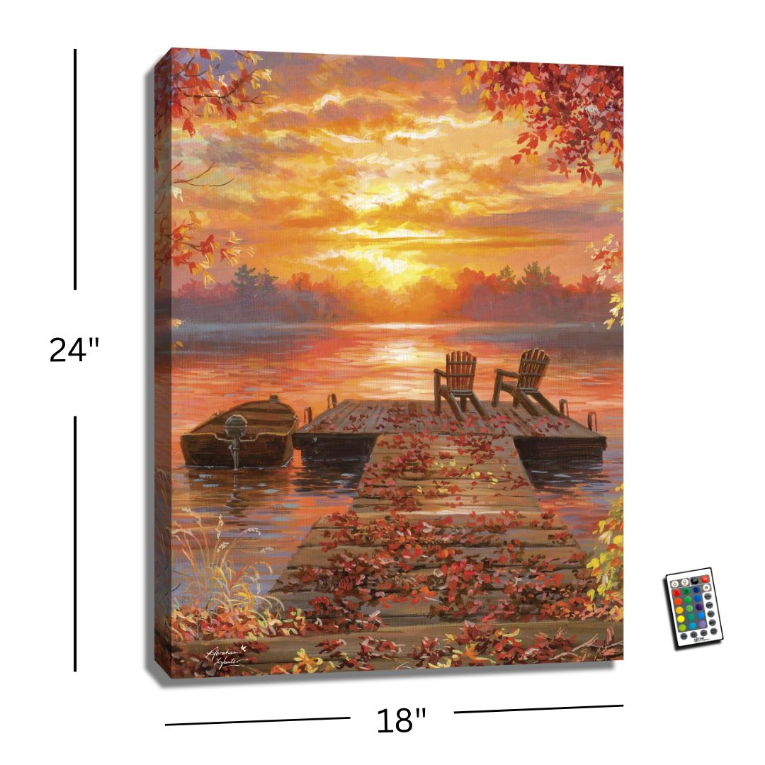 Tennessee River Sunset 18x24 Fully Illuminated LED Wall Art