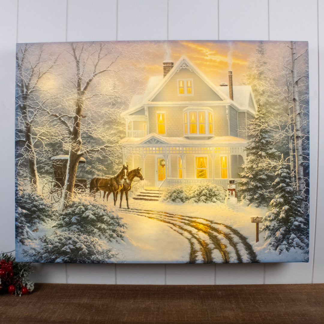 Homecoming 18x24 Fully Illuminated LED Wall Art, handcrafted Christmas gift, Grande Place, Lancaster County PA