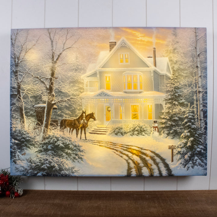 Homecoming 18x24 Fully Illuminated LED Wall Art, handcrafted Christmas gift, Grande Place, Lancaster County PA
