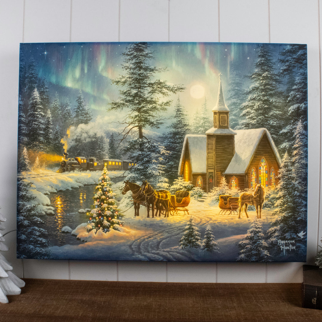 Silent Night 18x24 Fully Illuminated LED Wall Art, handcrafted Christmas gift, Grande Place, Lancaster County PA