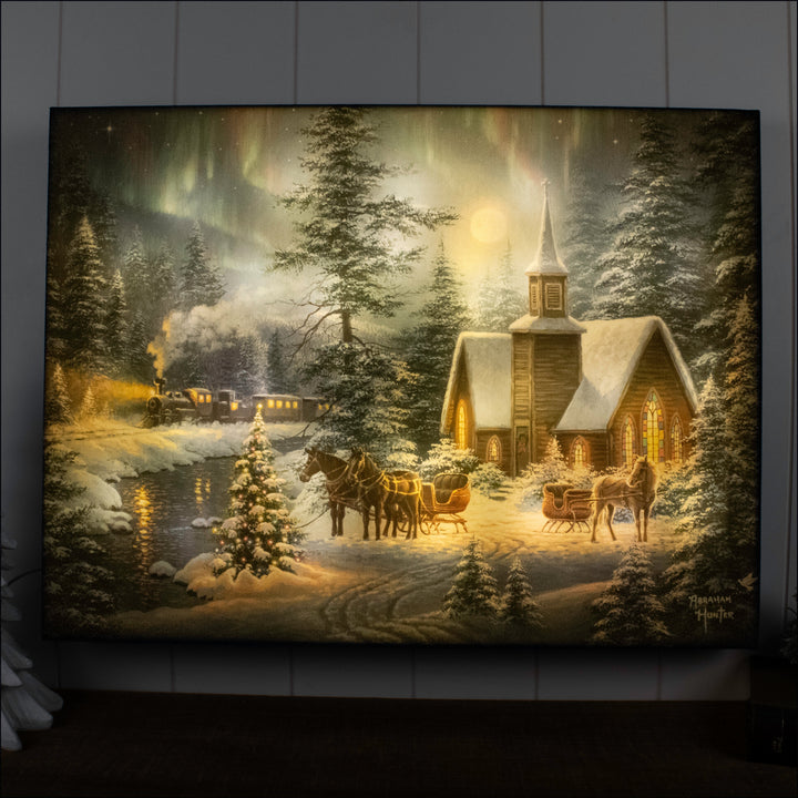 Silent Night 18x24 Fully Illuminated LED Wall Art
