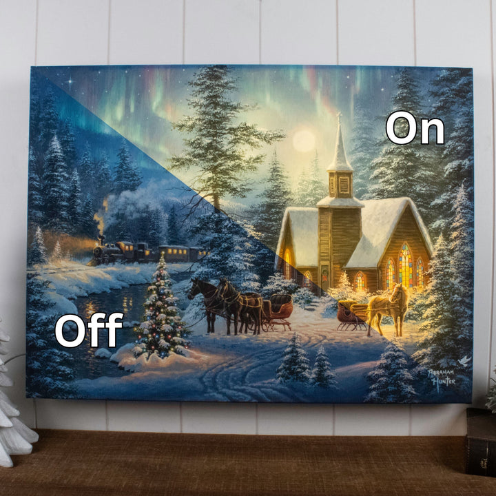 Silent Night 18x24 Fully Illuminated LED Wall Art