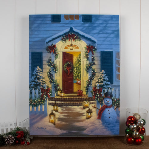Christmas Porch 18x24 Fully Illuminated LED Wall Art