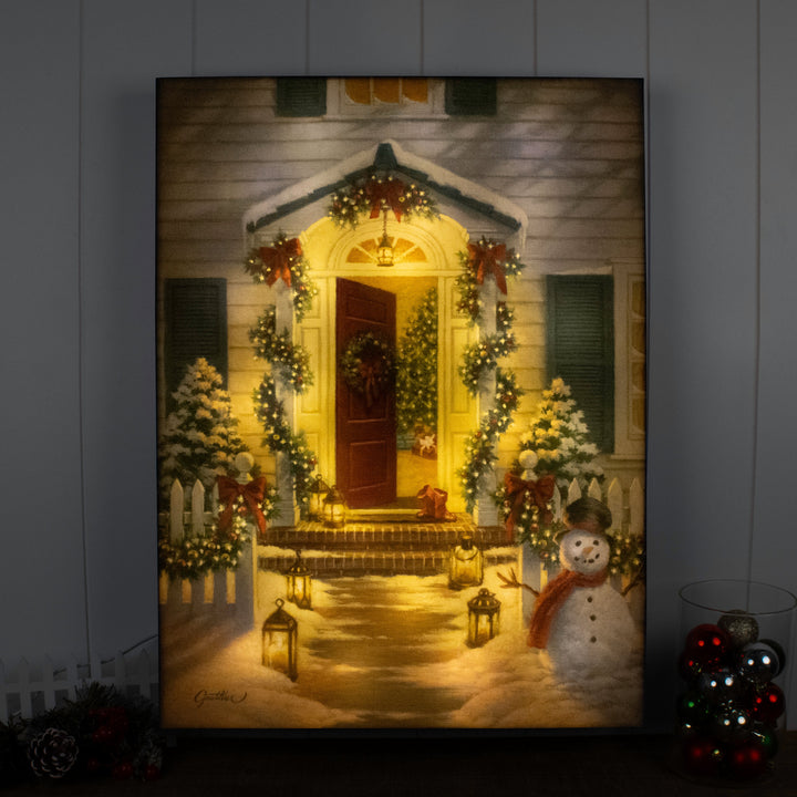 Christmas Porch 18x24 Fully Illuminated LED Wall Art