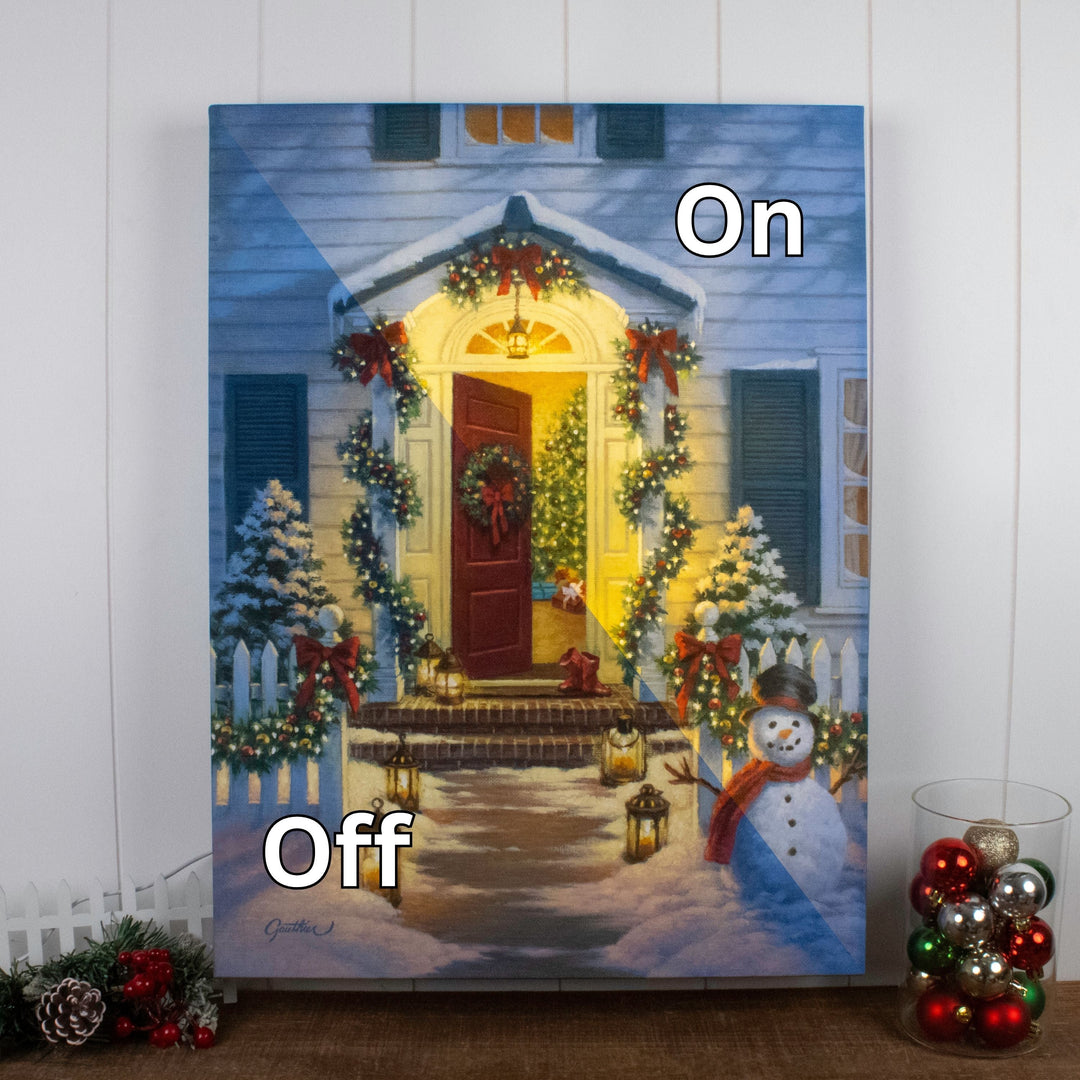 Christmas Porch 18x24 Fully Illuminated LED Wall Art