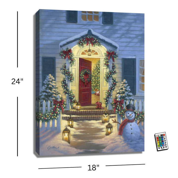 Christmas Porch 18x24 Fully Illuminated LED Wall Art