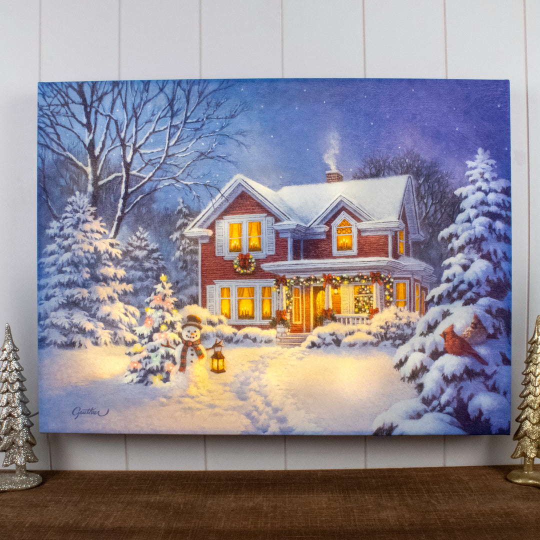 Christmas Greetings 18x24 Fully Illuminated LED Wall Art, handcrafted Christmas gift, Grande Place, Lancaster County PA