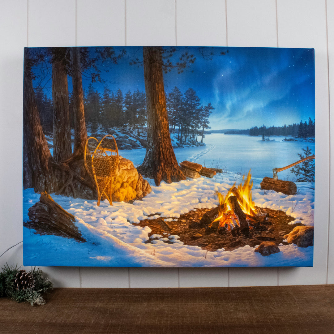 Winter Tracks 18x24 Fully Illuminated LED Wall Art, handcrafted Christmas gift, Grande Place, Lancaster County PA