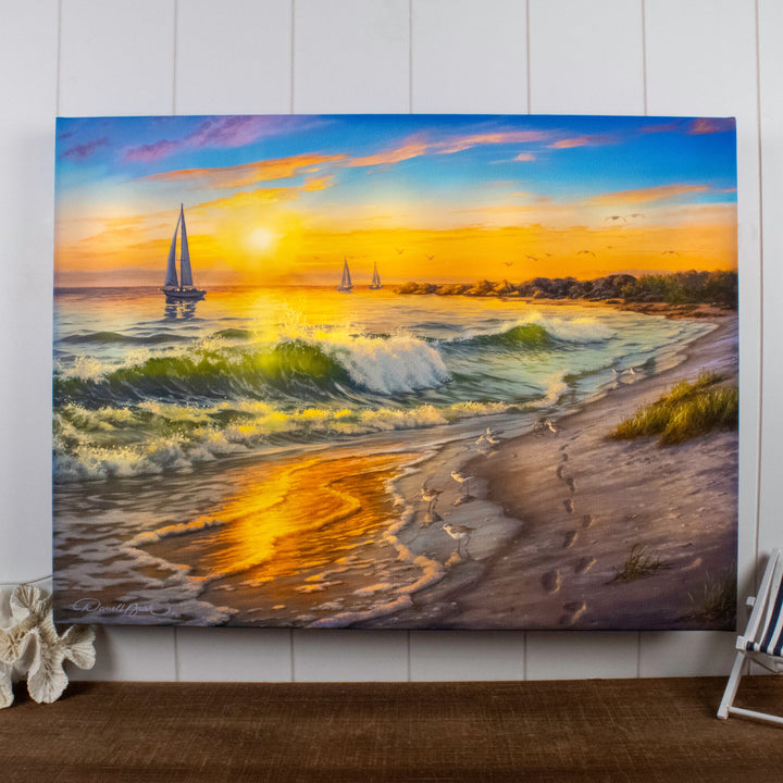 Sunset Cruise 18x24 Fully Illuminated LED Wall Art, handcrafted Christmas gift, Grande Place, Lancaster County PA