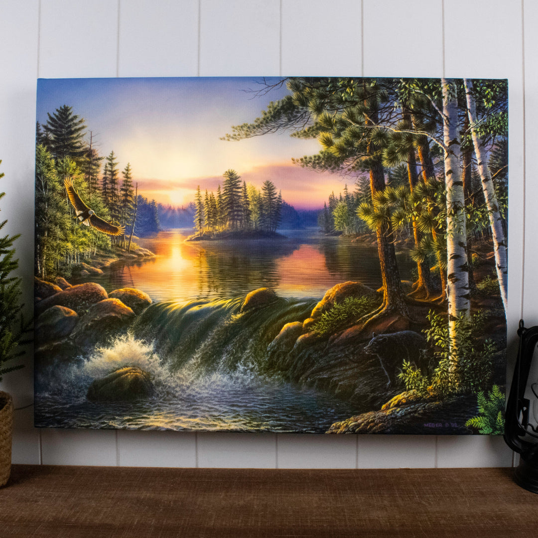 Boundary Waters 18x24 Fully Illuminated LED Wall Art, handcrafted Christmas gift, Grande Place, Lancaster County PA