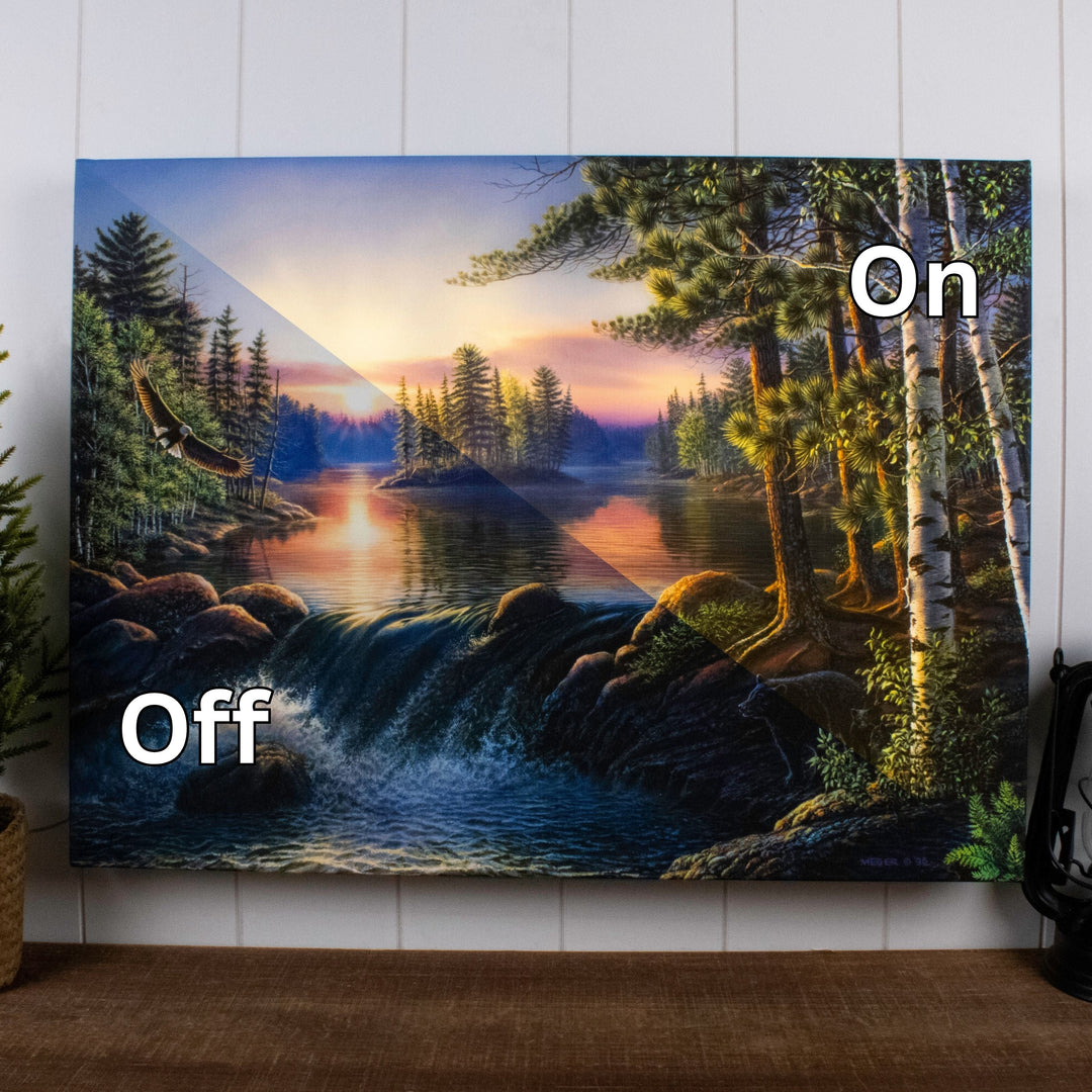 Boundary Waters 18x24 Fully Illuminated LED Wall Art