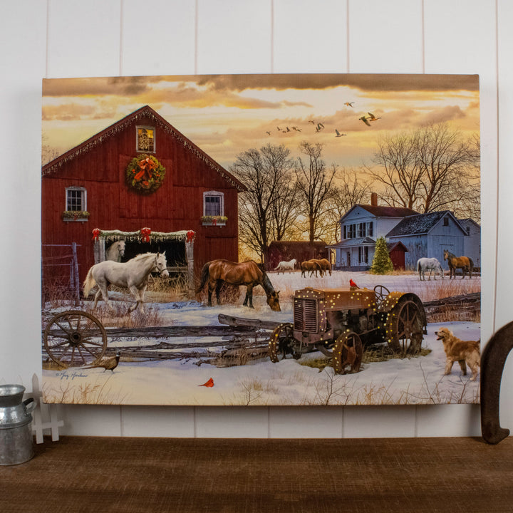 Winter Farm 18x24 Fully Illuminated LED Wall Art
