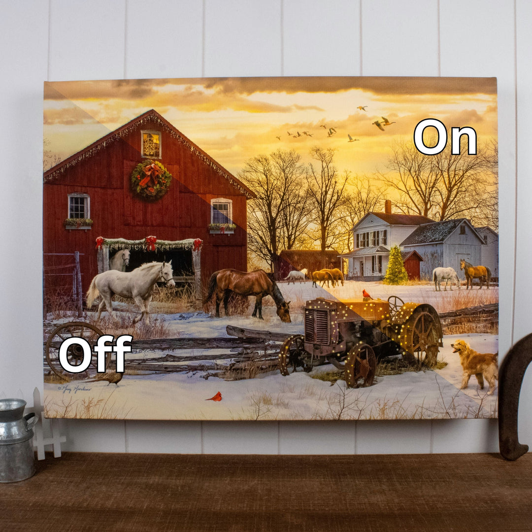 Winter Farm 18x24 Fully Illuminated LED Wall Art