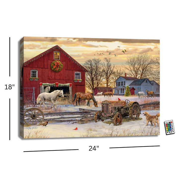 Winter Farm 18x24 Fully Illuminated LED Wall Art