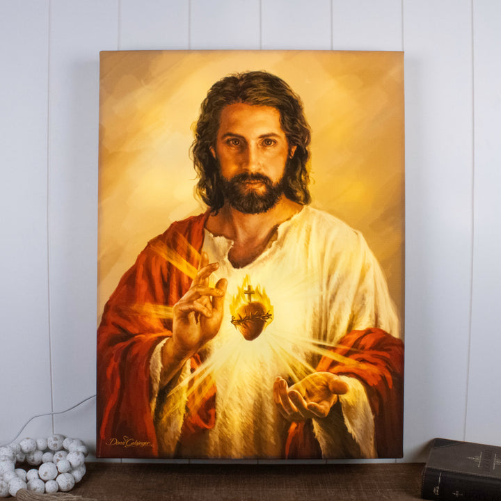 Sacred Heart of Jesus 18x24 Fully Illuminated LED Wall Art, handcrafted Christmas gift, Grande Place, Lancaster County PA