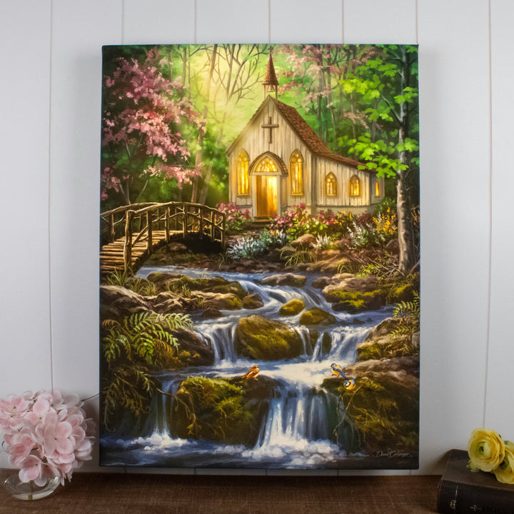 Peaceful Prayer 18x24 Fully Illuminated LED Wall Art, handcrafted Christmas gift, Grande Place, Lancaster County PA