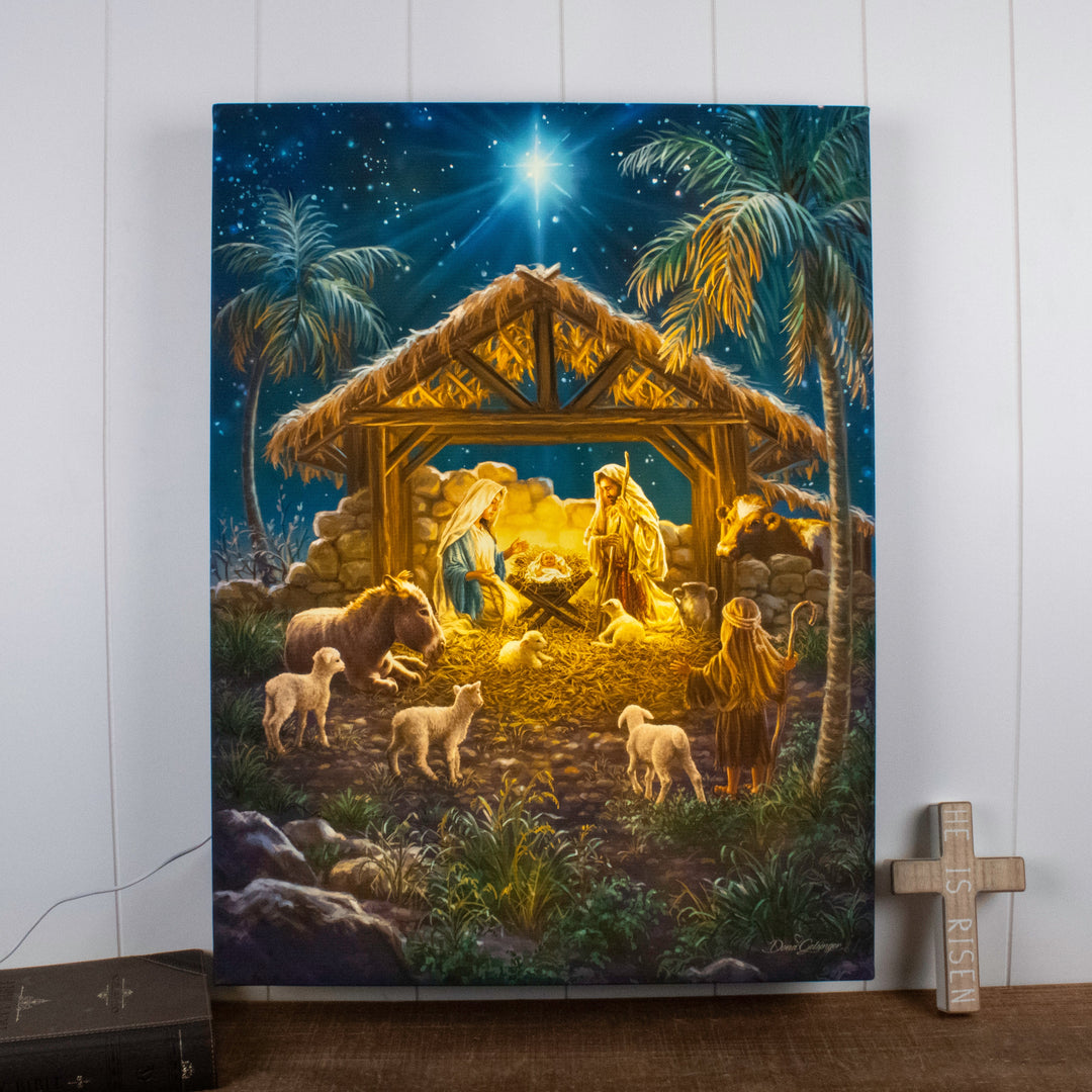 Oh Night Divine 18x24 Fully Illuminated LED Wall Art, handcrafted Christmas gift, Grande Place, Lancaster County PA