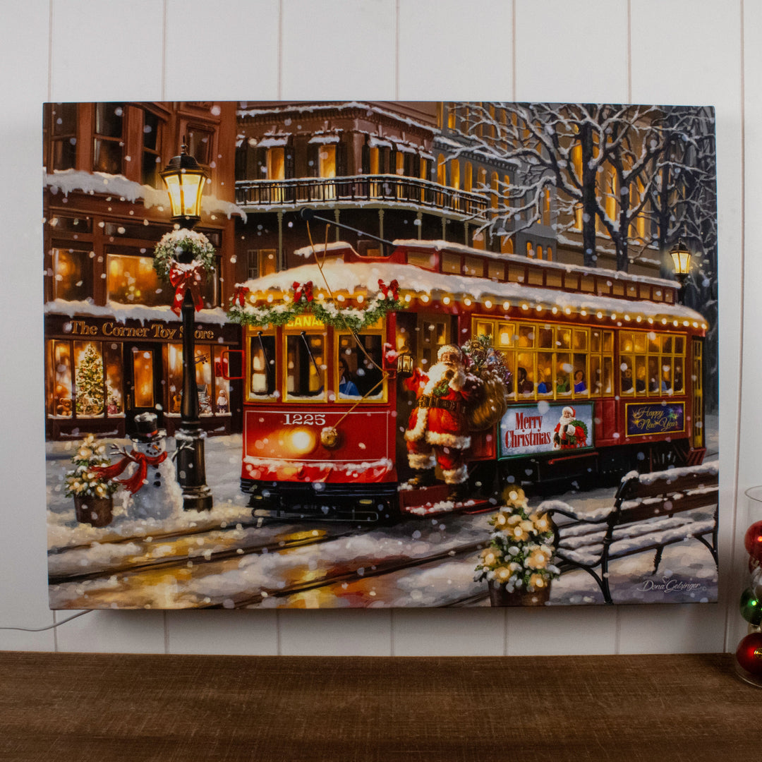 Christmas Trolley 18x24 Fully Illuminated LED Wall Art