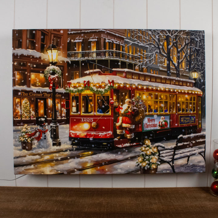 Christmas Trolley 18x24 Fully Illuminated LED Wall Art
