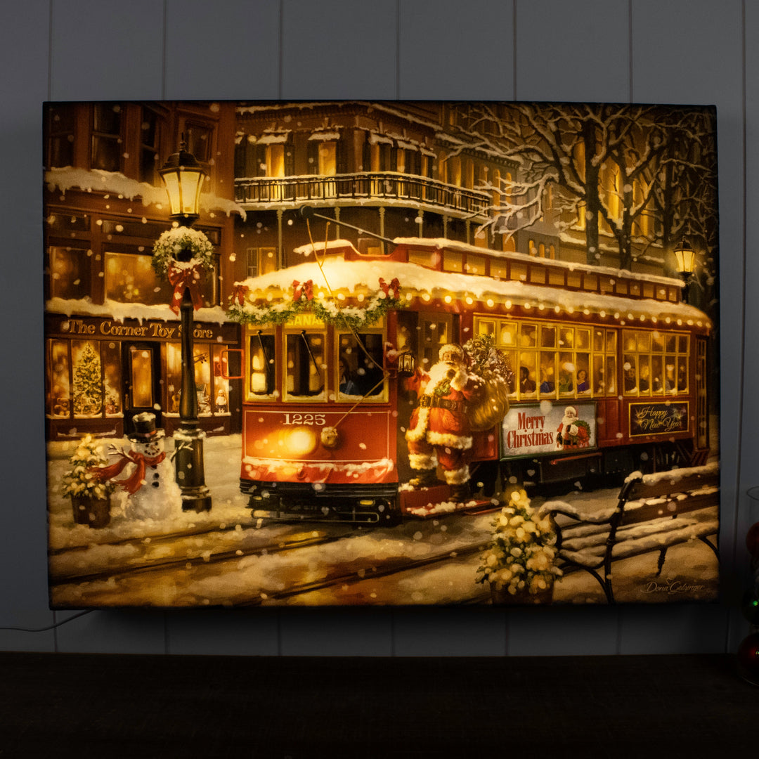 Christmas Trolley 18x24 Fully Illuminated LED Wall Art