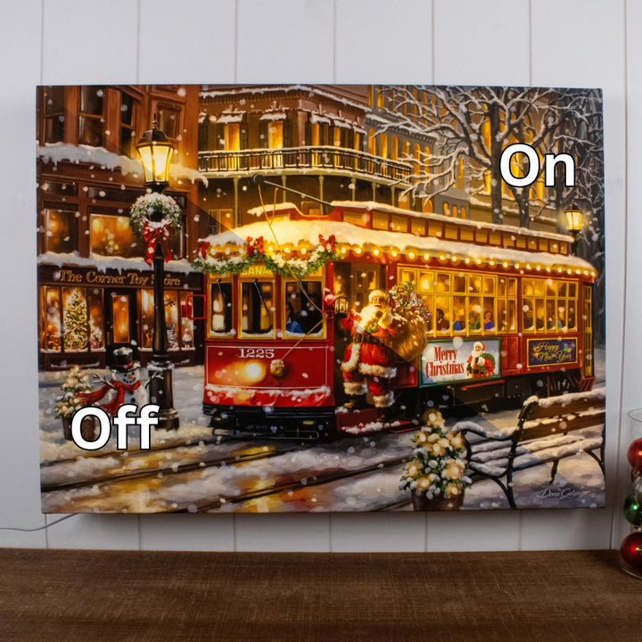 Christmas Trolley 18x24 Fully Illuminated LED Wall Art