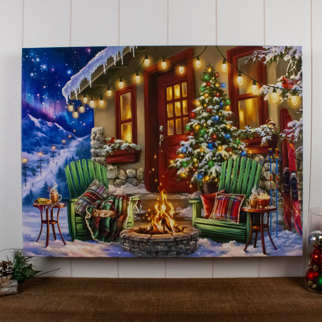 Ski Retreat 18x24 Fully Illuminated LED Wall Art