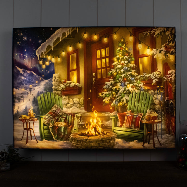 Ski Retreat 18x24 Fully Illuminated LED Wall Art