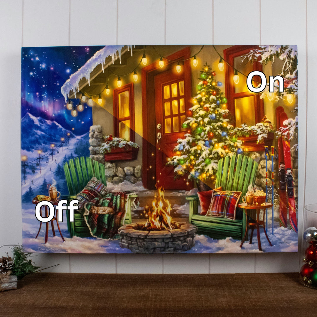 Ski Retreat 18x24 Fully Illuminated LED Wall Art