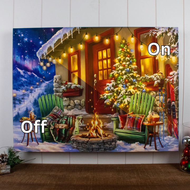 Ski Retreat 18x24 Fully Illuminated LED Wall Art