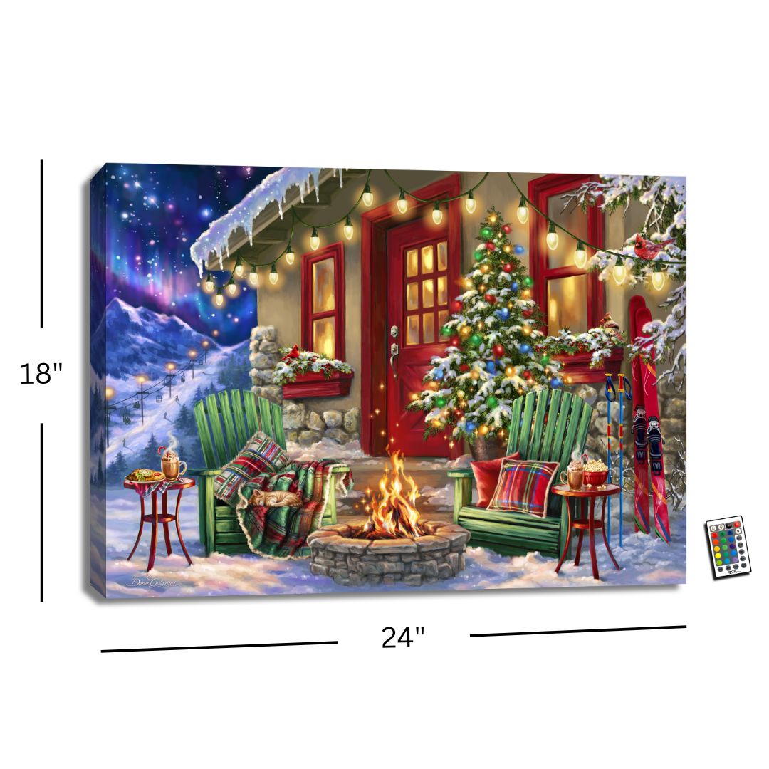 Ski Retreat 18x24 Fully Illuminated LED Wall Art