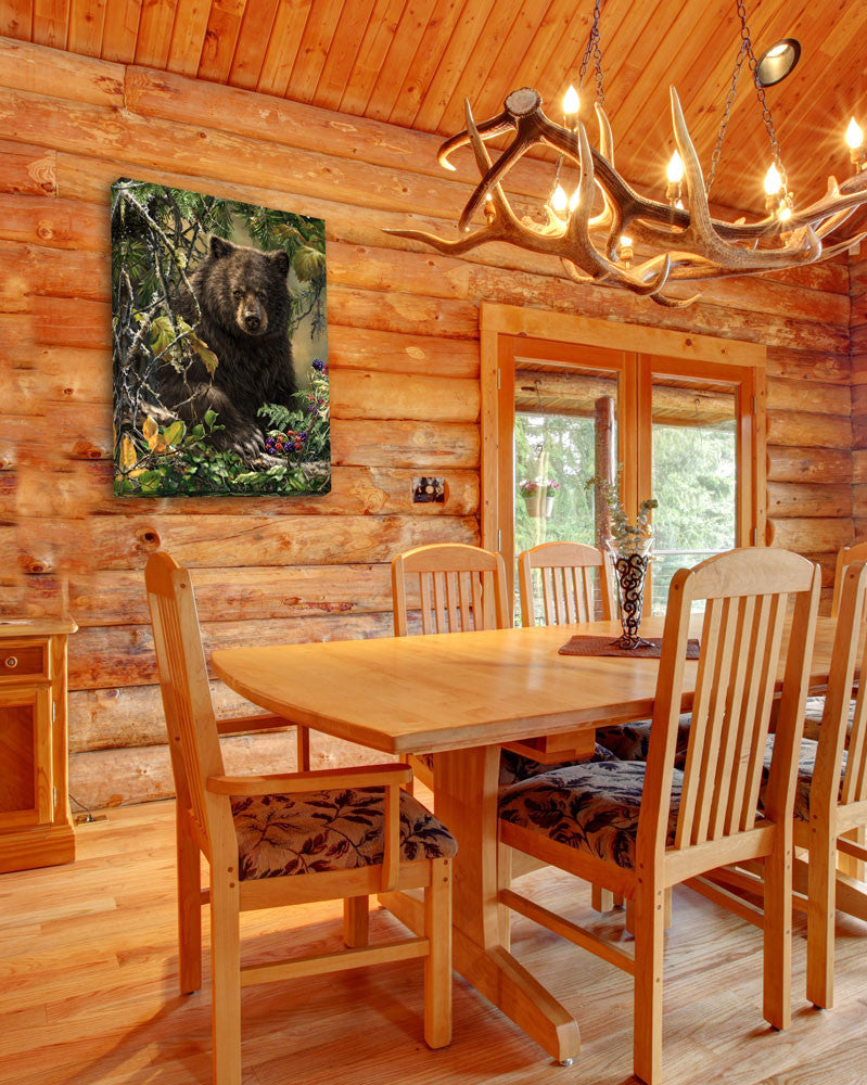 Black Bear Woods 18x24 Fully Illuminated LED Wall Art