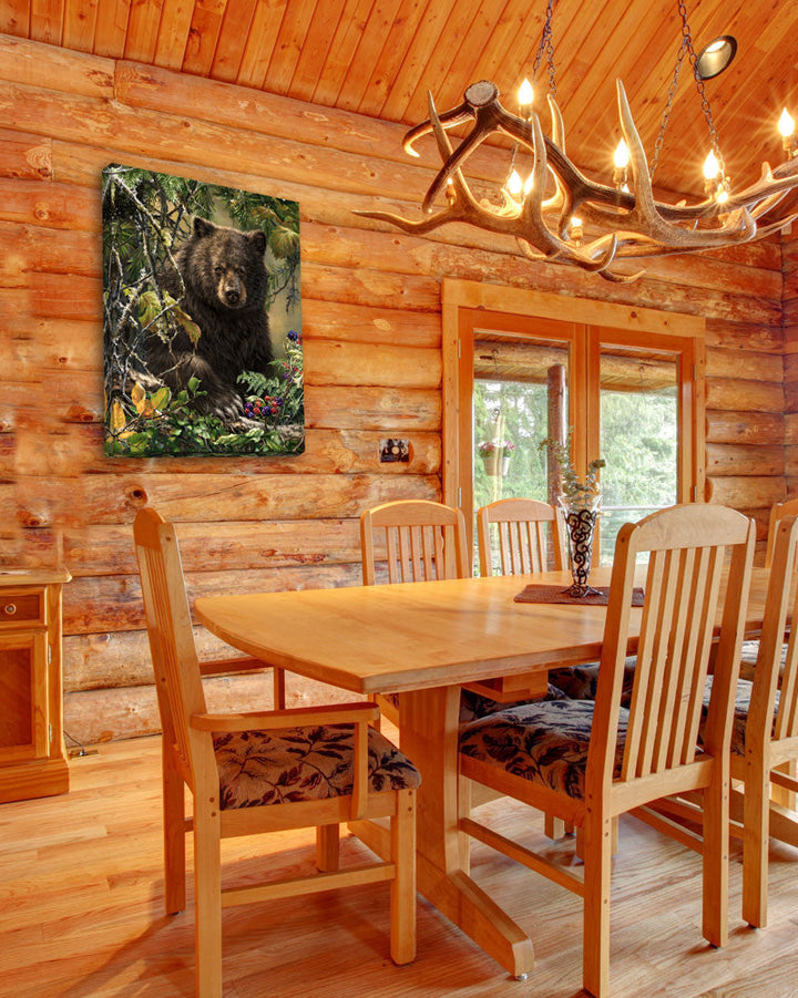 Black Bear Woods 18x24 Fully Illuminated LED Wall Art