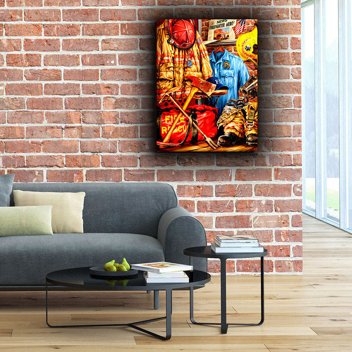 Hometown Hero Firefighter 18x24 Fully Illuminated LED Wall Art
