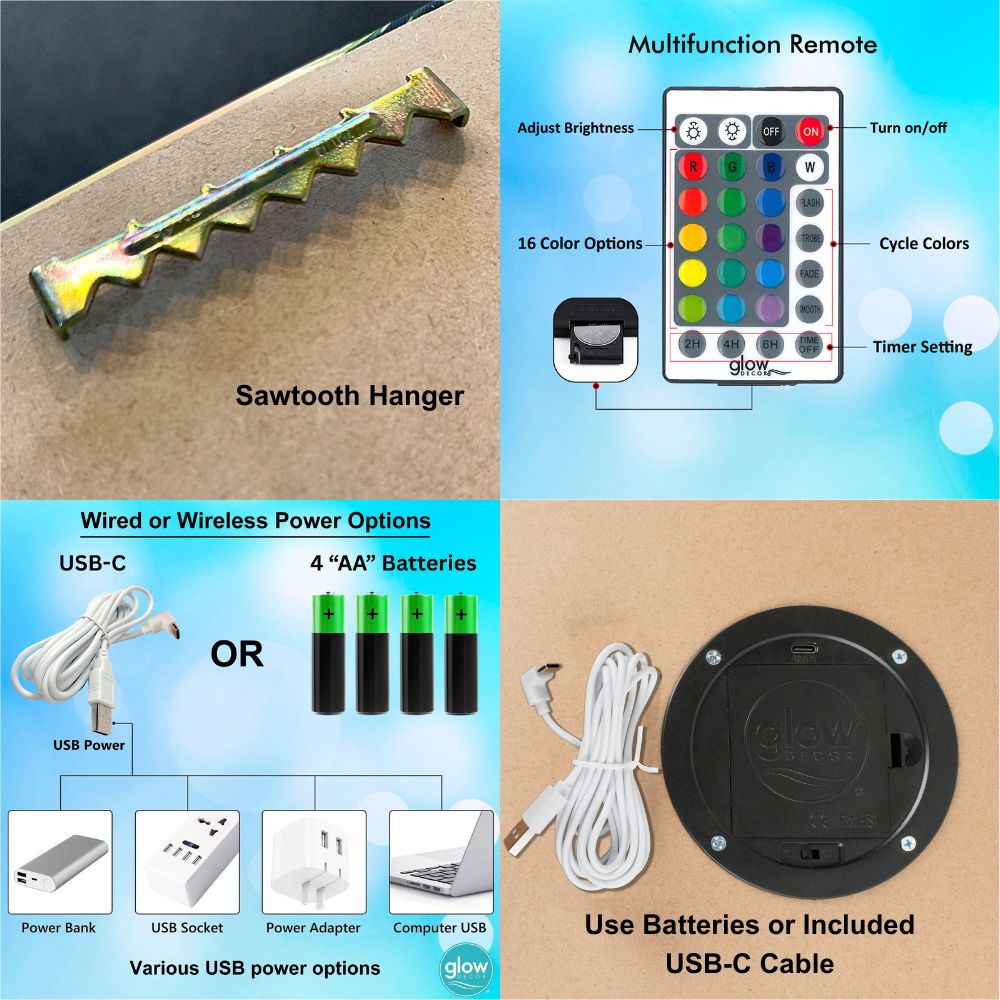 Adirondack Chairs 18x24 Fully Illuminated LED Wall Art