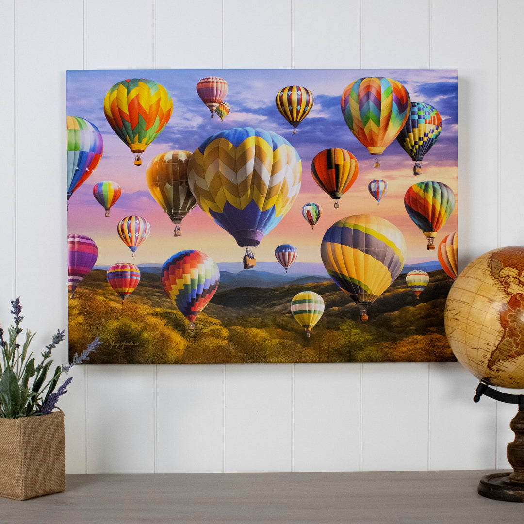 Hot Air Balloons 18x24 Fully Illuminated LED Wall Art, handcrafted Christmas gift, Grande Place, Lancaster County PA