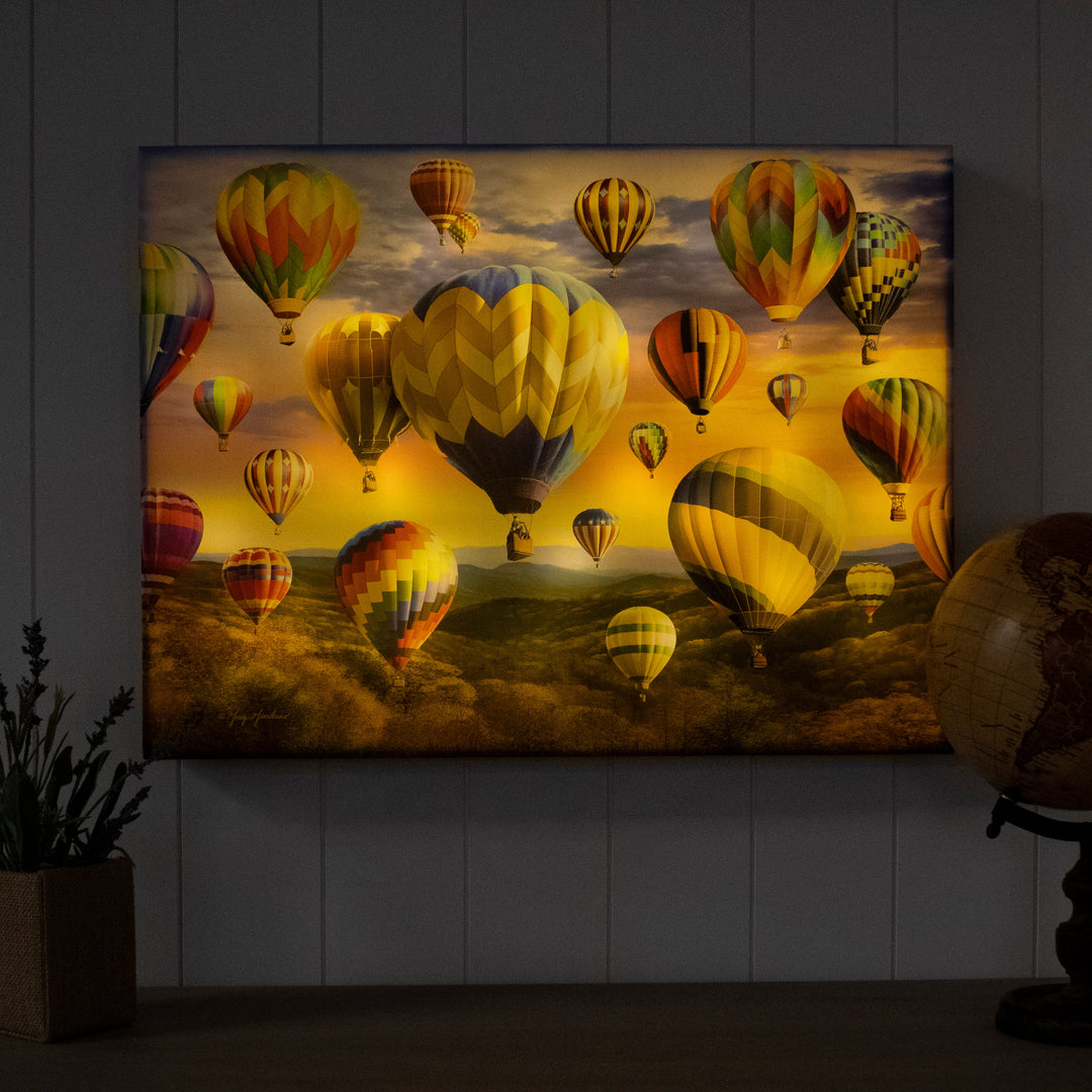Hot Air Balloons 18x24 Fully Illuminated LED Wall Art
