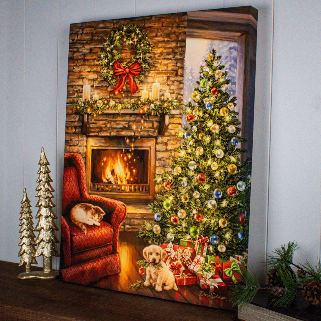 Fireside Christmas 18x24 Fully Illuminated LED Wall Art