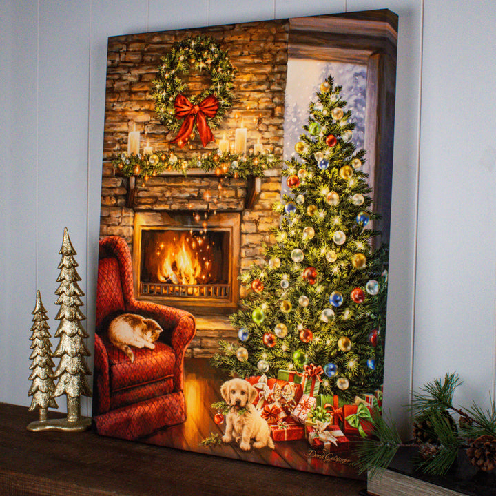Fireside Christmas 18x24 Fully Illuminated LED Wall Art